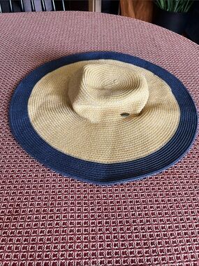 Papillon Straw Sun Hat with Navy Band